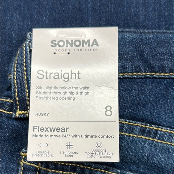 Sonoma Flexwear Straight Five Pocket Medium Wash Adjustable Boys Jeans 8 H NWT - Picture 3 of 8